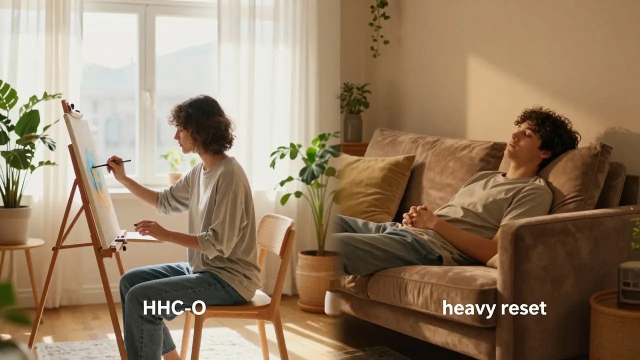 Srovnání kreativního flow při užití HHC-O a hluboké relaxace u HHC-P.