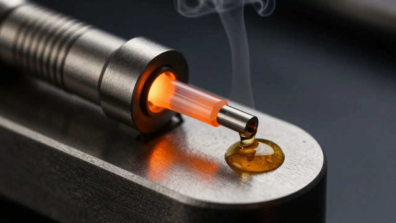 Detail elektronického zařízení pro dabování s horkým nástavcem