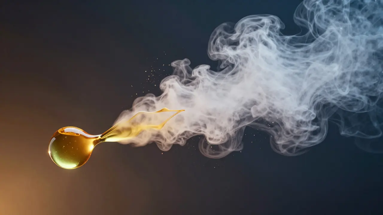 Abstraktní vizualizace změny kapaliny na páru při vaporech