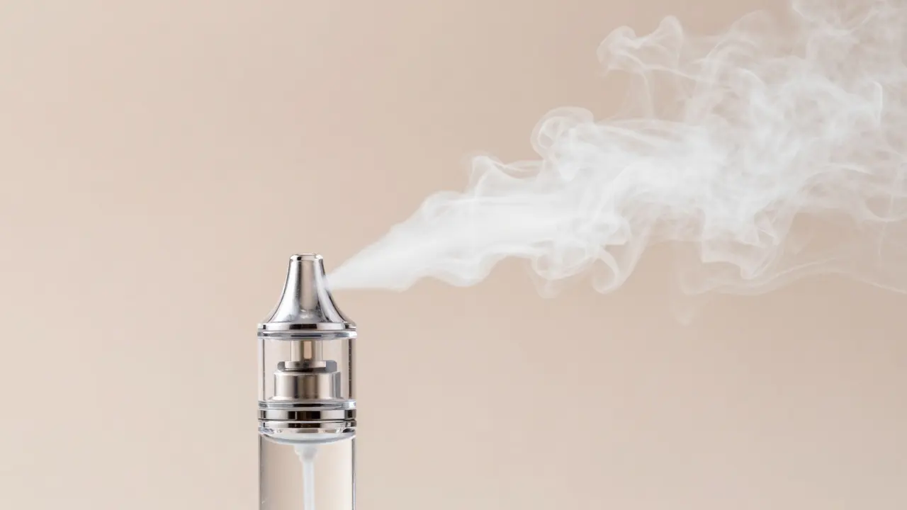 CBD vape zařízení vydávající uklidňující páru pro rychlou úlevu