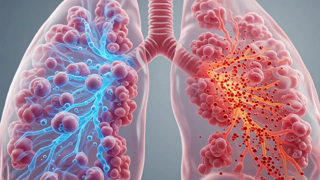 Konceptuální znázornění vlivu teploty na plicní tkáň při inhalaci
